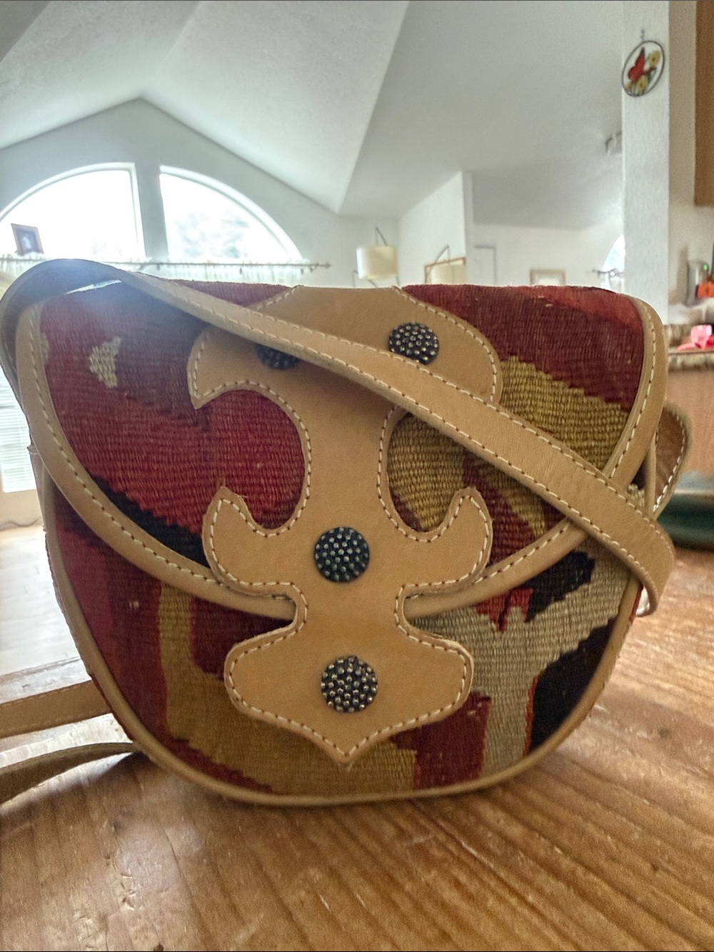 Carlos Falchi Woven Leather Shoulder Sling Purse 80s 90s